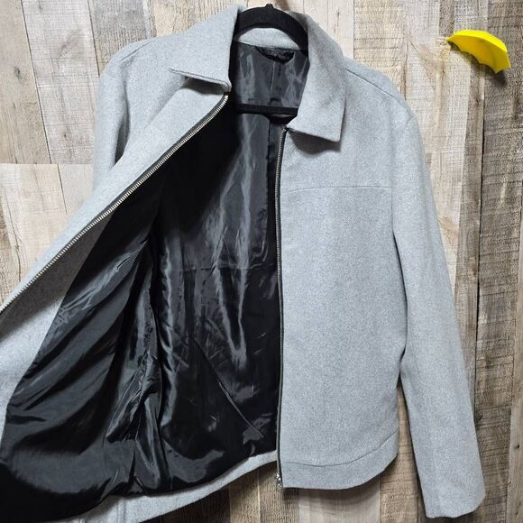 Only & Sons Grey Wool Blend Satin Lined Coat Jacket - Picture 3 of 5